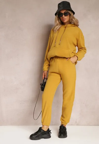Żółty 2-częściowy Komplet Dresowy z Bluzą i Spodniami Maddeve