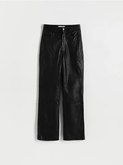 Reserved Spodnie z kolekcji PREMIUM, wykonane ze skóry naturalnej. - czarny