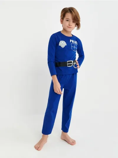 Sinsay Wygodna, bawełniana piżama imitująca strój policjanta. - niebieski