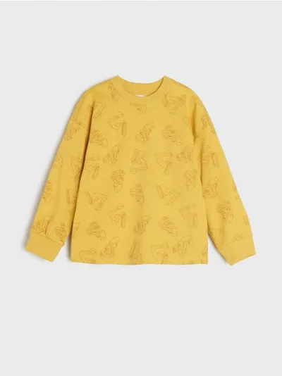 Sinsay Wygodna bluza o swobodnym kroju, wykonana z bawełnainej dzianiny. - żółty