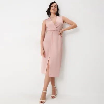 Mohito Elegancka sukienka midi z rozcięciem - Różowy