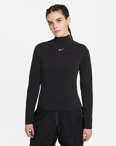 Nike Damska koszulka z długim rękawem i półgolfem Nike Sportswear Collection Essentials - Czerń