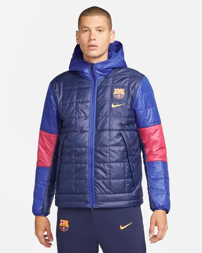 Nike Męska kurtka z dzianiny FC Barcelona Synthetic-Fill - Niebieski