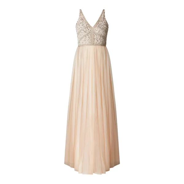 LACE & BEADS Suknia wieczorowa z tiulu model ‘Sariah Maxi’