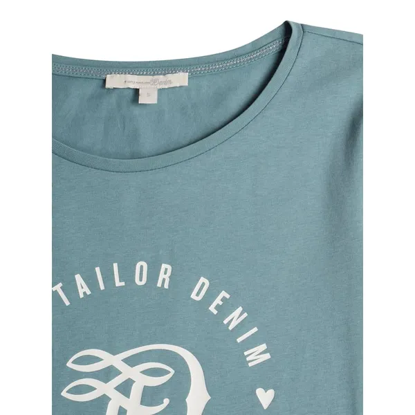 Tom Tailor Denim T-shirt z bawełny z nadrukiem z logo
