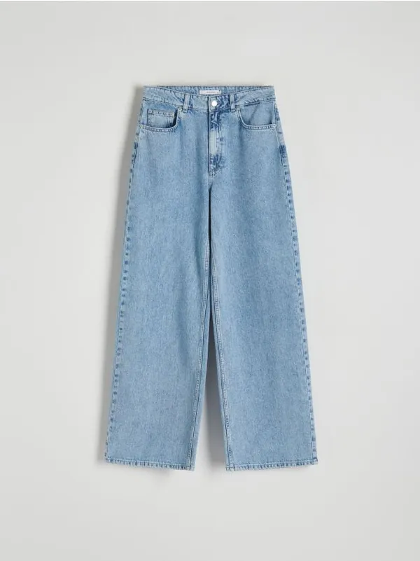 Jeansy z kolekcji PREMIUM, wykonane z gladkiej, bawełnianej tkaniny. - niebieski