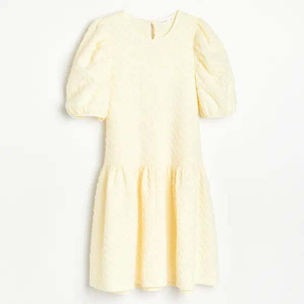 Sukienka ze strukturalnej dzianiny - Żółty