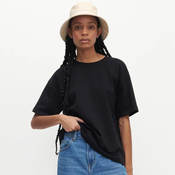 T-shirt oversize z bawełny organicznej - Czarny