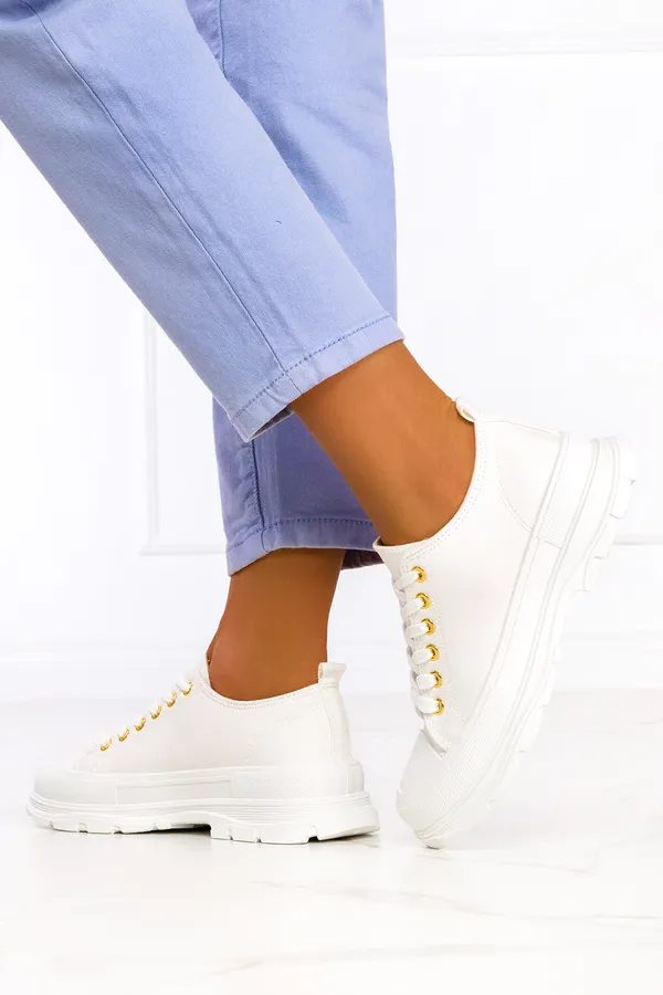 Białe trampki na platformie buty sportowe sznurowane casu zy202-9
