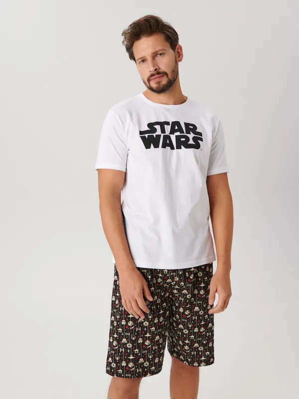 Bawełniana piżama dwuczęściowa ze wzorem Star Wars. - biały