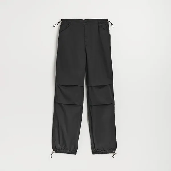 Gładkie spodnie jogger parachute czarne - Czarny