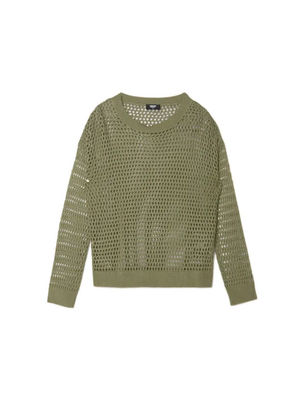 Zielony siatkowy sweter