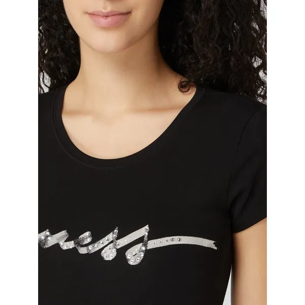 Guess T-shirt z nadrukiem z logo model ‘Brush’