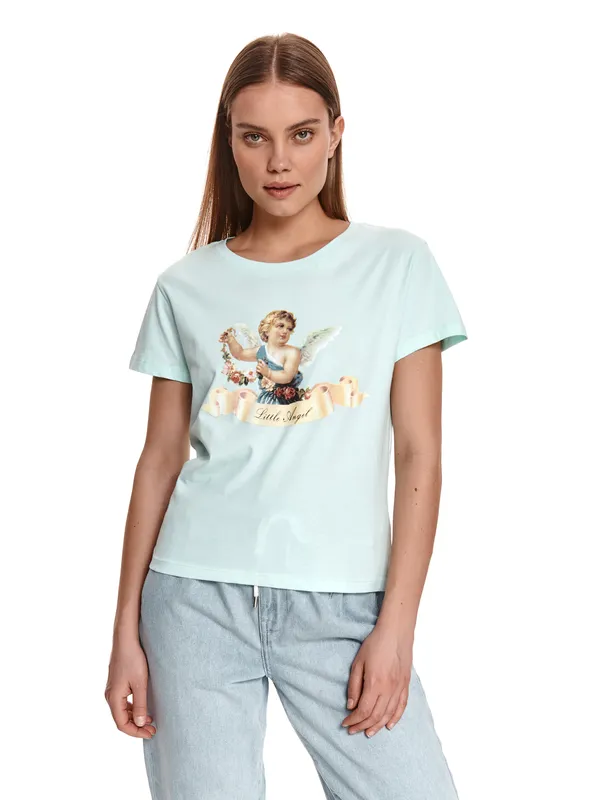Pudełkowy damski t-shirt z nadrukiem