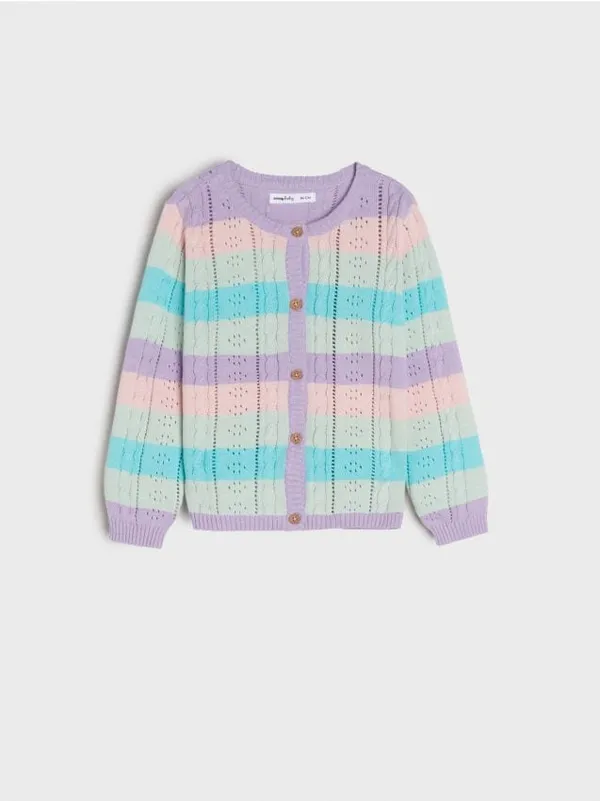 Wygodny, kolorowy sweter wykonany z bawełnianej dzianiny. - wielobarwny
