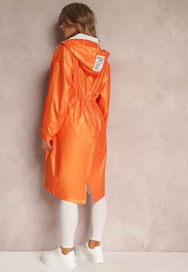 Pomarańczowy Płaszcz z Kapturem i Ściągaczem w Talii Maiar
