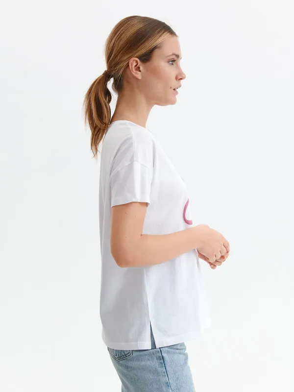 T-shirt damski z kolorowym napisem