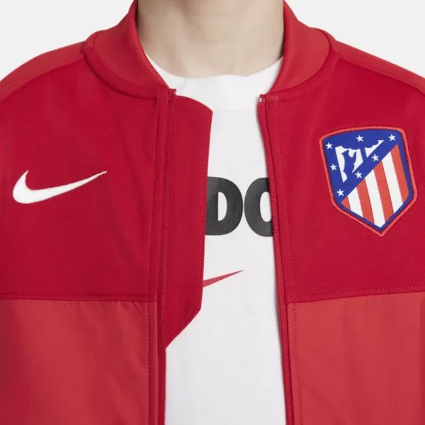 Dresowa bluza piłkarska z zamkiem na całej długości dla dużych dzieci Atlético Madryt - Czerwony