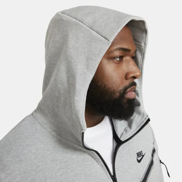 Męska bluza z kapturem i zamkiem na całej długości Nike Sportswear Tech Fleece - Szary