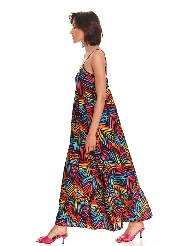 Sukienka maxi na ramiączkach w kolorowe liście