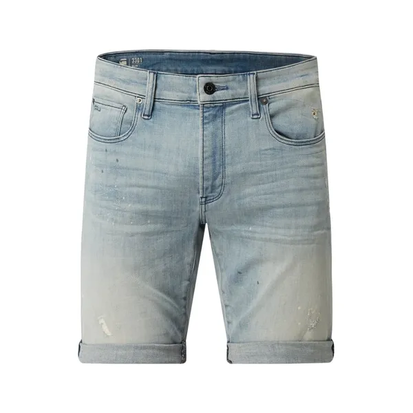 G-Star Raw Szorty jeansowe o kroju slim fit z przetarciami model ‘3301’