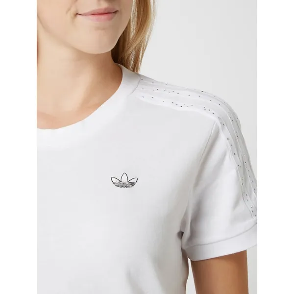 adidas Originals T-shirt z bawełny z paskami z logo