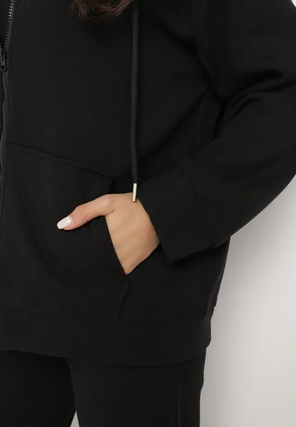 Czarny 2-częściowy Komplet Dresowy z Bluzą i Spodniami Mystro