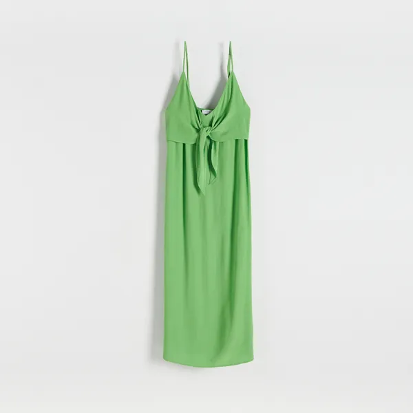 Sukienka midi z wiskozy - Zielony