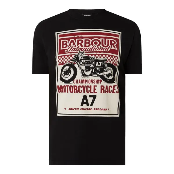 Barbour International™ T-shirt o kroju tailored fit z nadrukiem z motocyklem