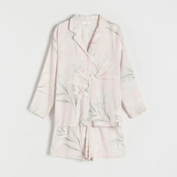 Dwuczęściowa piżama z wiskozy - Różowy