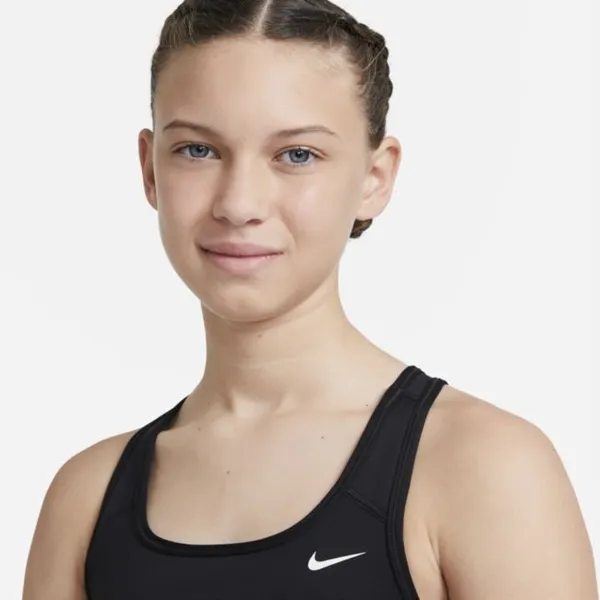 Stanik sportowy dla dużych dzieci (dziewcząt) Nike Swoosh - Czerń