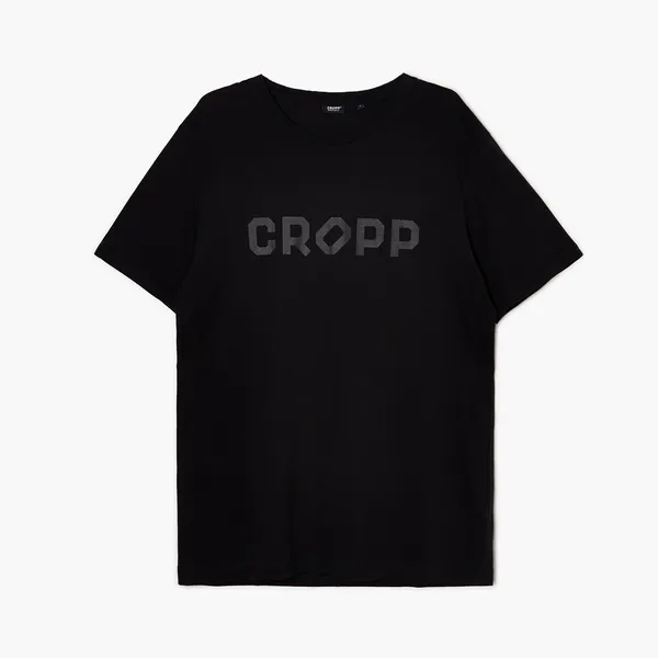 T-shirt z nadrukiem tekstowym CROPP - Czarny