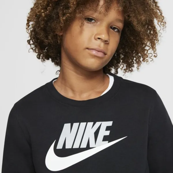 Bluza dla dużych dzieci (chłopców) Nike Sportswear Club Fleece - Czerń