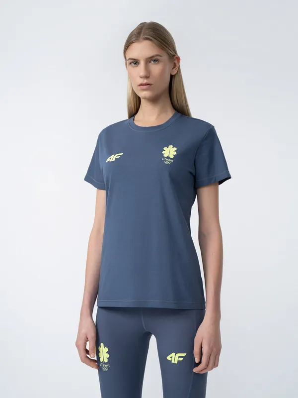 T-shirt regular z nadrukiem damski Litwa - Pekin 2022