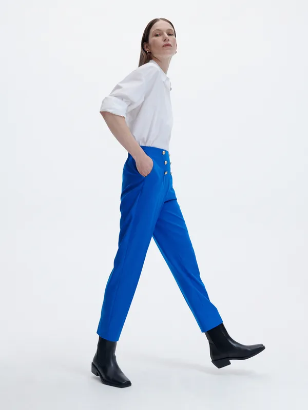 Spodnie z ozdobnymi guzikami - Niebieski