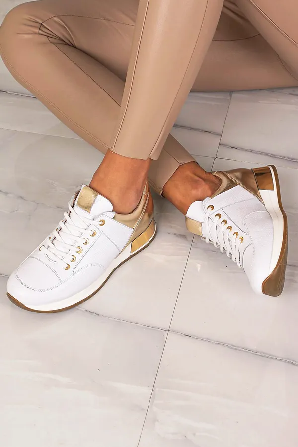 Białe sneakersy kati buty sportowe sznurowane 7026