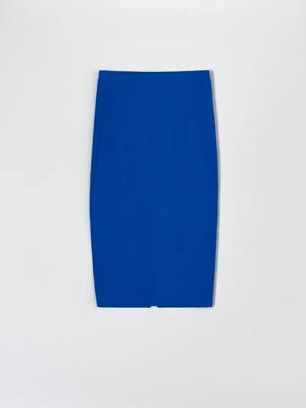 Spódnica midi z rozcięciem - Niebieski