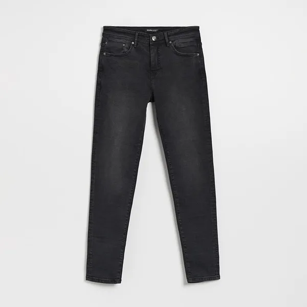 Czarne jeansy slim fit z efektem sprania - Czarny