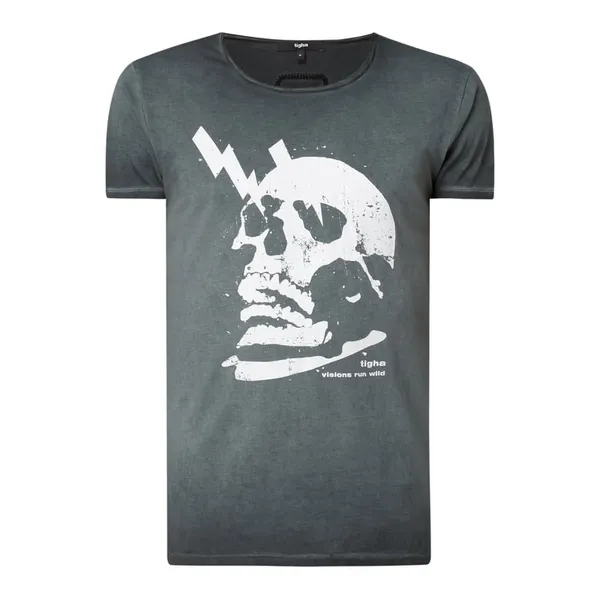 Tigha T-shirt z bawełny model ‘Electrified Skull Wren’
