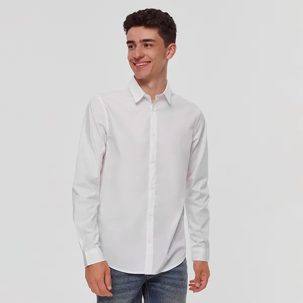 Gładka koszula slim fit biała - Biały