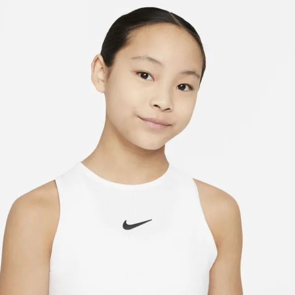 Koszulka tenisowa bez rękawów dla dużych dzieci (dziewcząt) NikeCourt Dri-FIT Victory - Biel