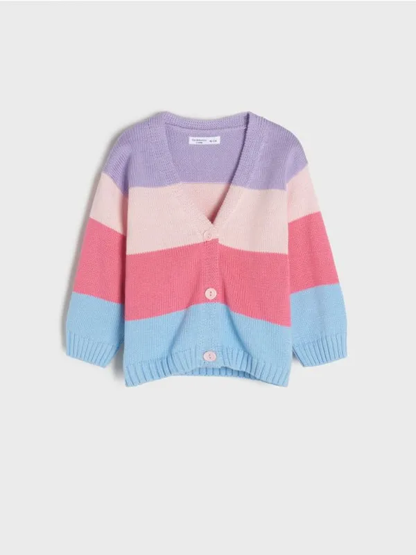Wygodny sweter kardigan wykonany z miękkiej, bawełnianej dzianiny. - różowy