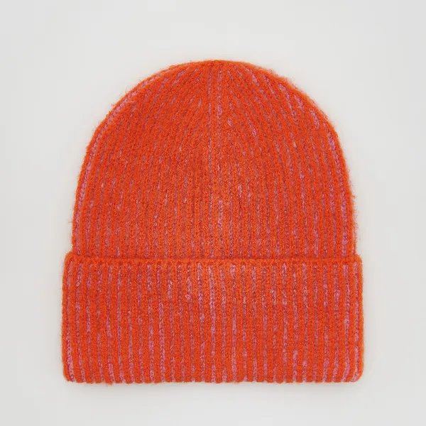 Dzianinowa czapka beanie - Pomarańczowy