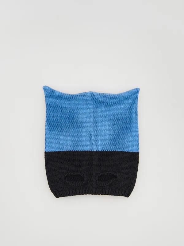 Strukturalna czapka z uszami - Niebieski