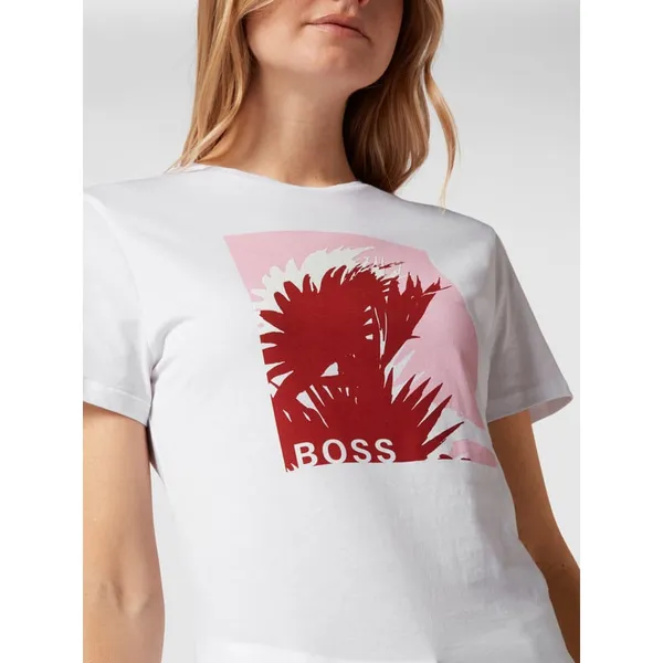 BOSS Casualwear T-shirt z czystej bawełny z kwiatowym nadrukiem