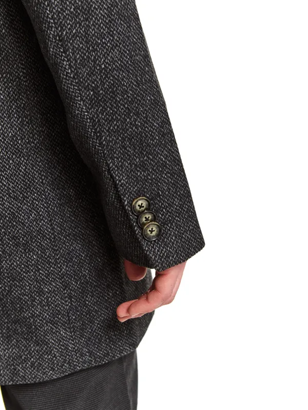 Klasyczny płaszcz ze stójką z wełnianej tkaniny