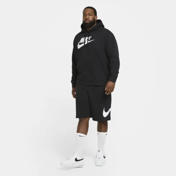 Męska bluza z kapturem i grafiką Nike Sportswear Club Fleece - Czerń
