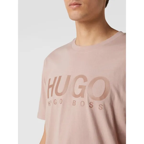 HUGO T-shirt z czystej bawełny z nadrukiem z logo
