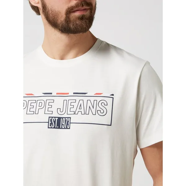 Pepe Jeans T-shirt o kroju regular fit z nadrukiem z logo model ‘Dennis’