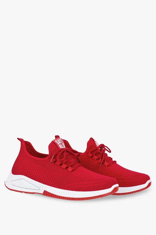 Czerwone buty sportowe sznurowane casu 23-3-22-r